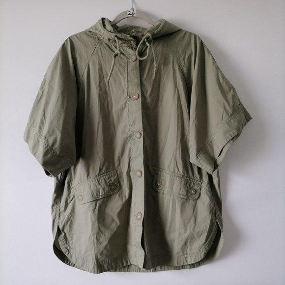 Loft Women's Green Button Front Draw String Hooded Neck Outwear Size S New - Picture 1 of 6